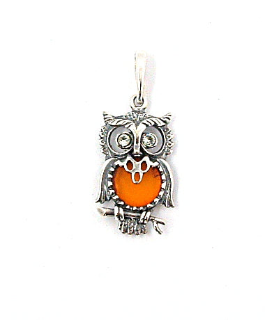 Amber pendant owl small