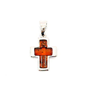 Amber pendant cross small