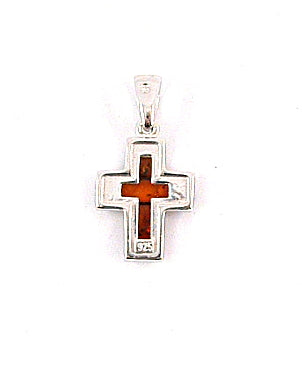 Amber pendant cross small