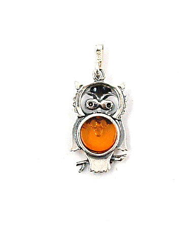 Amber pendant owl small