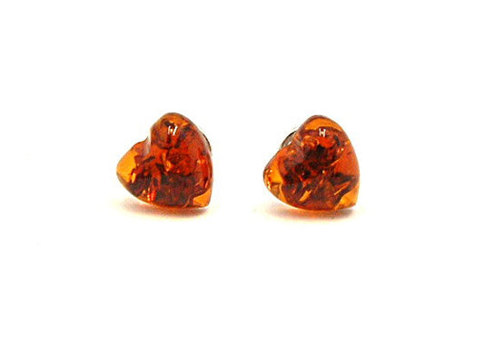 Amber stud earrings heart