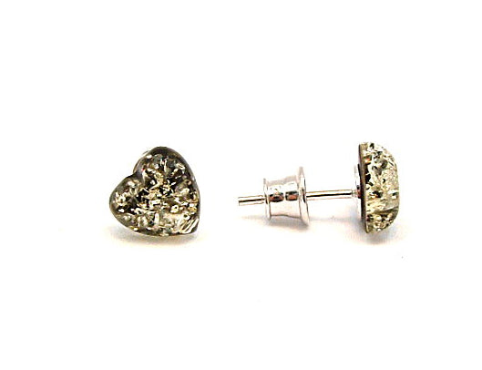 Amber stud earrings heart