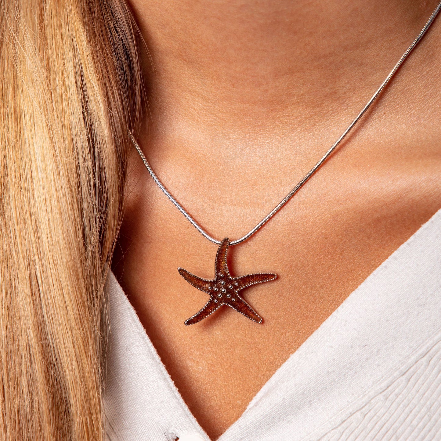 Vedhæng "Starfish/Amber"